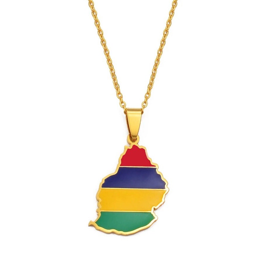 Mauritius Map Necklace