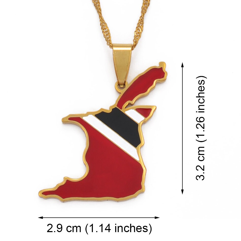 Trinidad Map and Flag Necklace