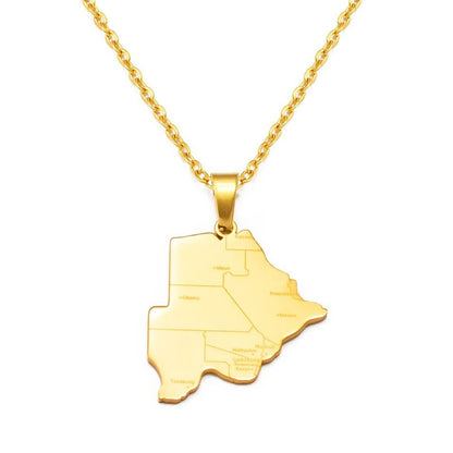 Botswana Map and Flag Necklace