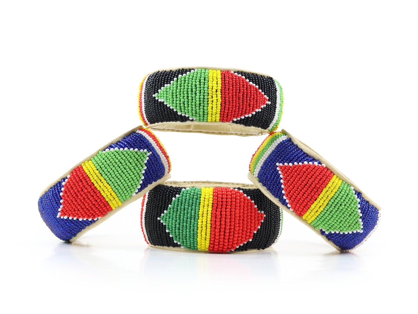 Bead and Leather Bracelets | Colorful Beaded African Style Bangle With Leather | Authentic Handmade Accessory Imported from Mali