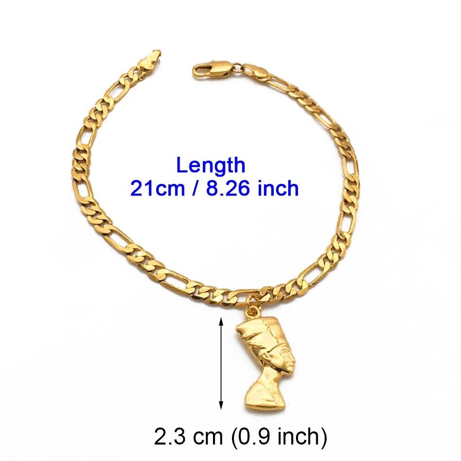 Queen Nefertiti Bracelet | Gold or Silver Plated Unisex Style of the Ancient Egyptian Figure for Both Men and Women Bracelet