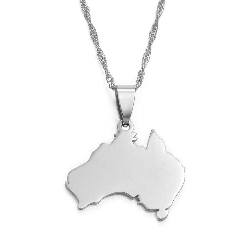 Australia Map and Flag Necklace