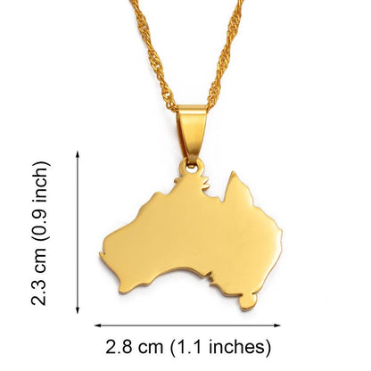 Australia Map and Flag Necklace