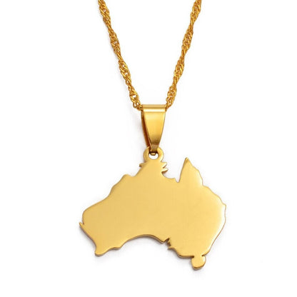 Australia Map and Flag Necklace