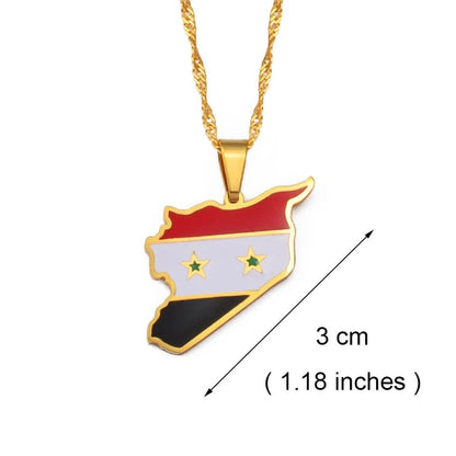 Syria Map and Flag Necklace