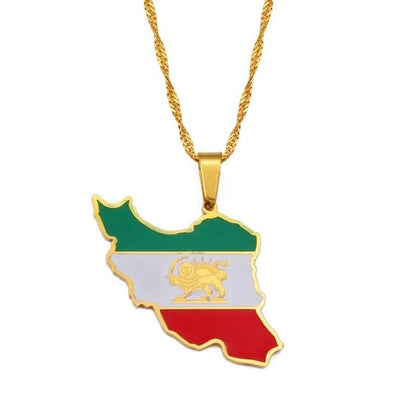 Iran Map and Flag Necklace