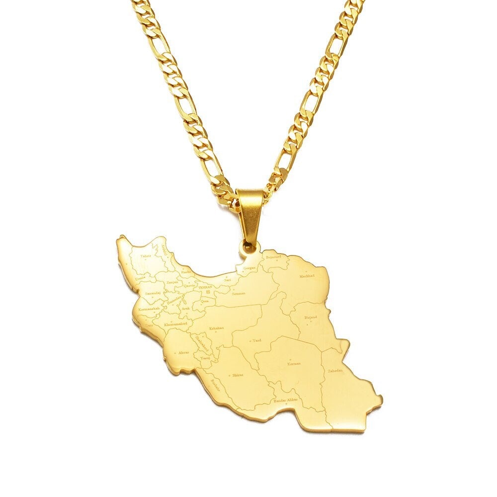 Iran Map and Flag Necklace