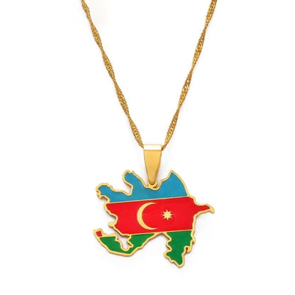 Azerbaijan Map and Flag Necklace