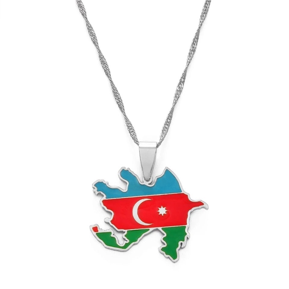 Azerbaijan Map and Flag Necklace