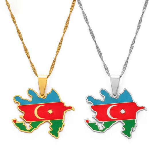 Azerbaijan Map and Flag Necklace