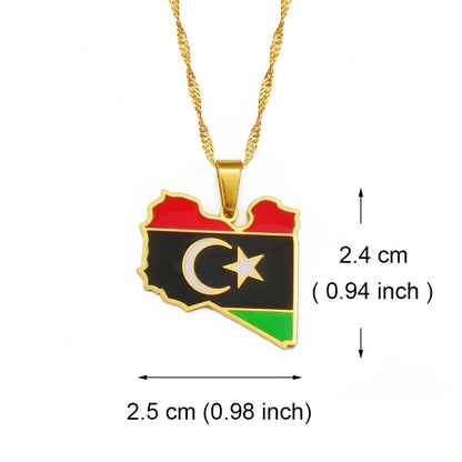 Libya Map and Flag Necklace