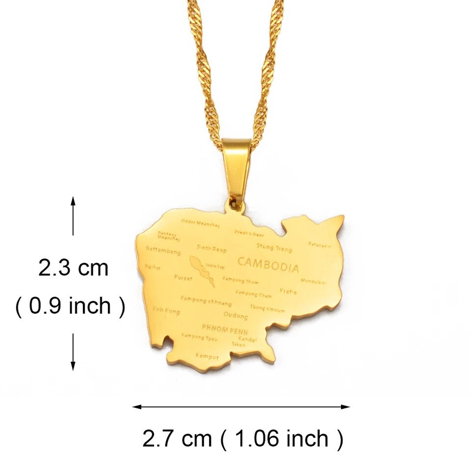 Cambodia Map Necklace