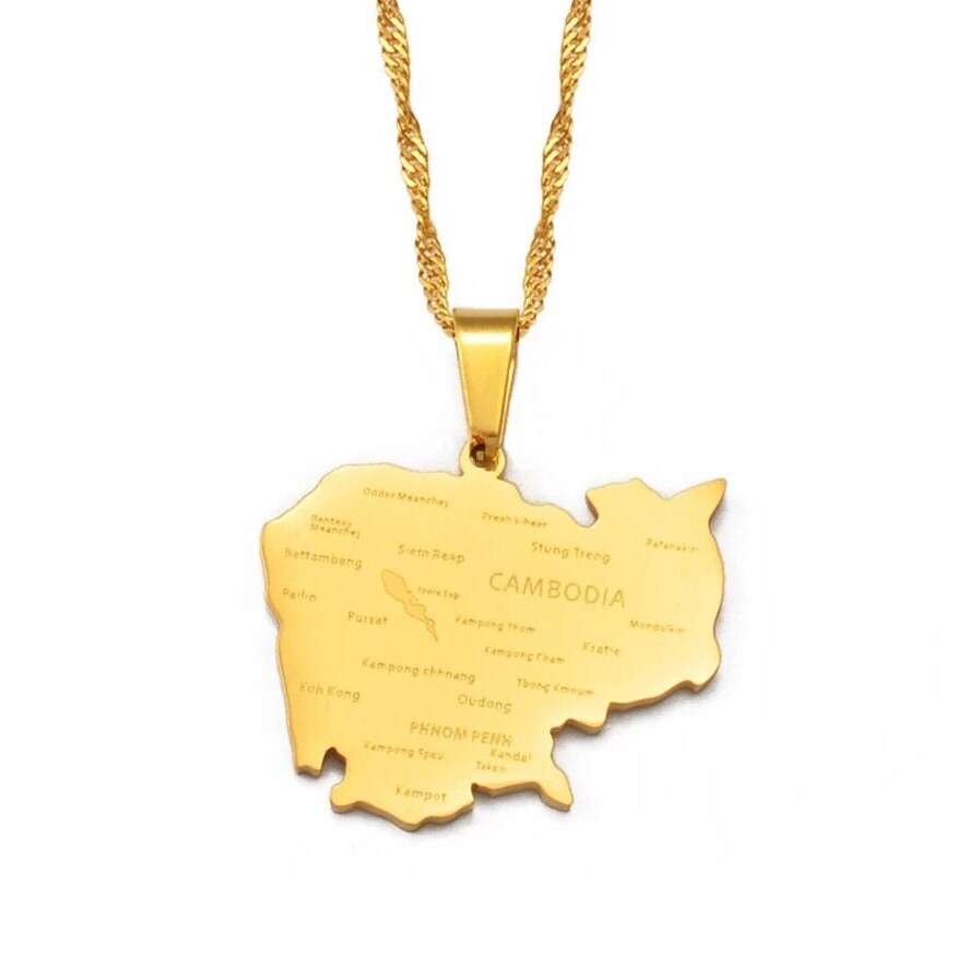 Cambodia Map Necklace