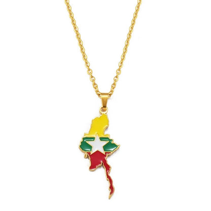 Myanmar Map Necklace