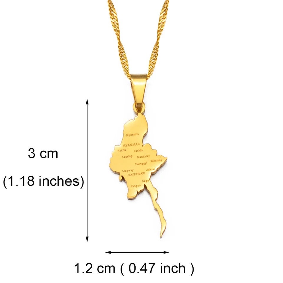 Myanmar Map Necklace