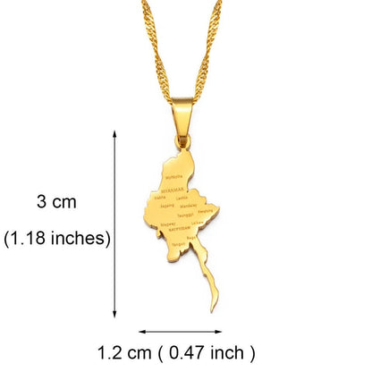 Myanmar Map Necklace