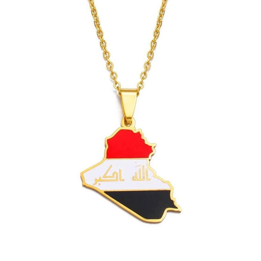 Iraq Map and Flag Necklace