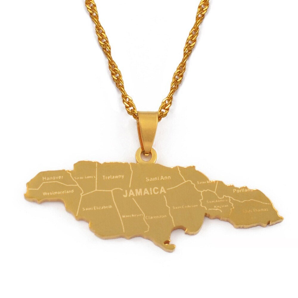 Jamaica Map and Flag Necklace