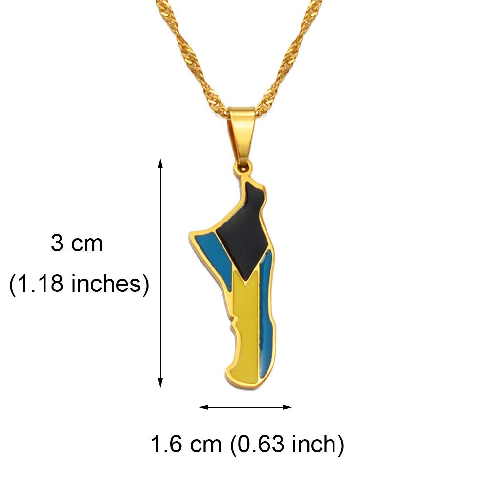 Bahamas Map and Flag Necklace