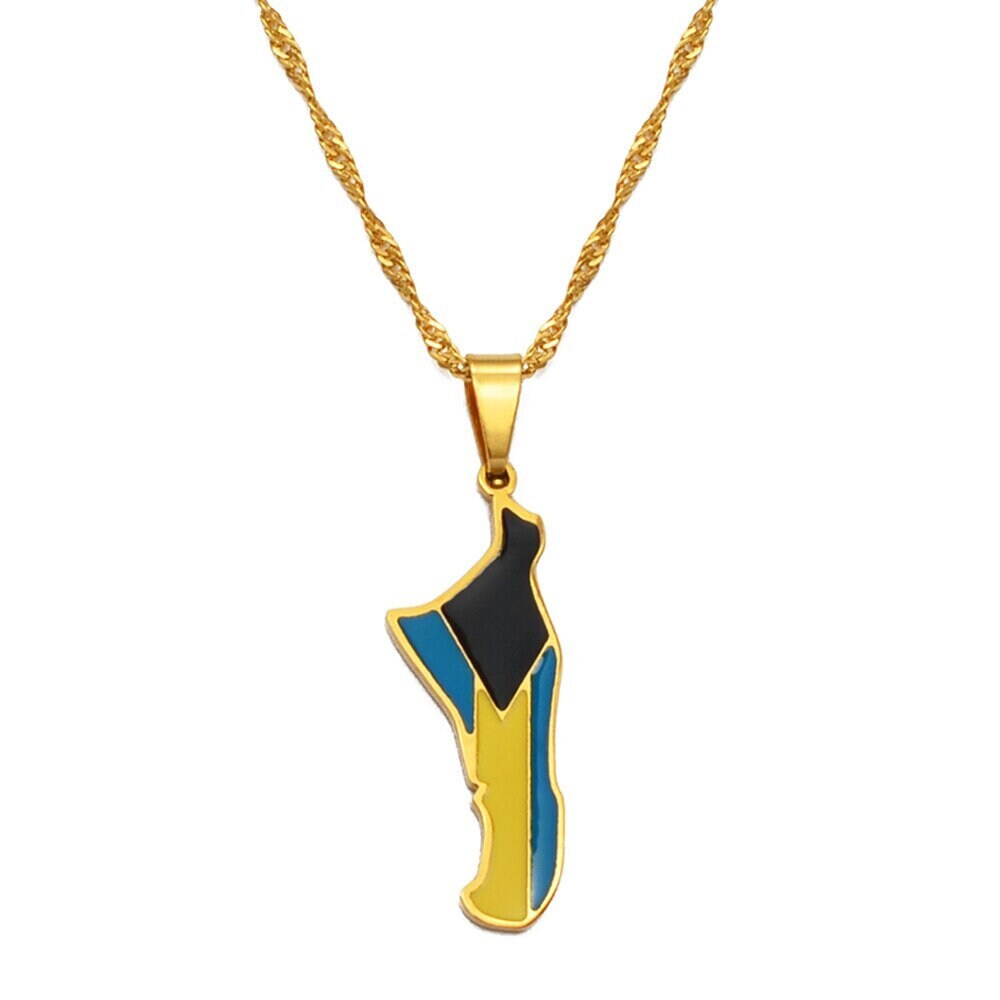 Bahamas Map and Flag Necklace