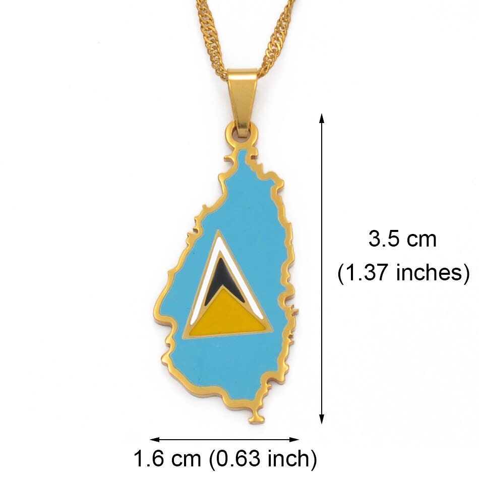 Saint Lucia Map and Flag Necklace