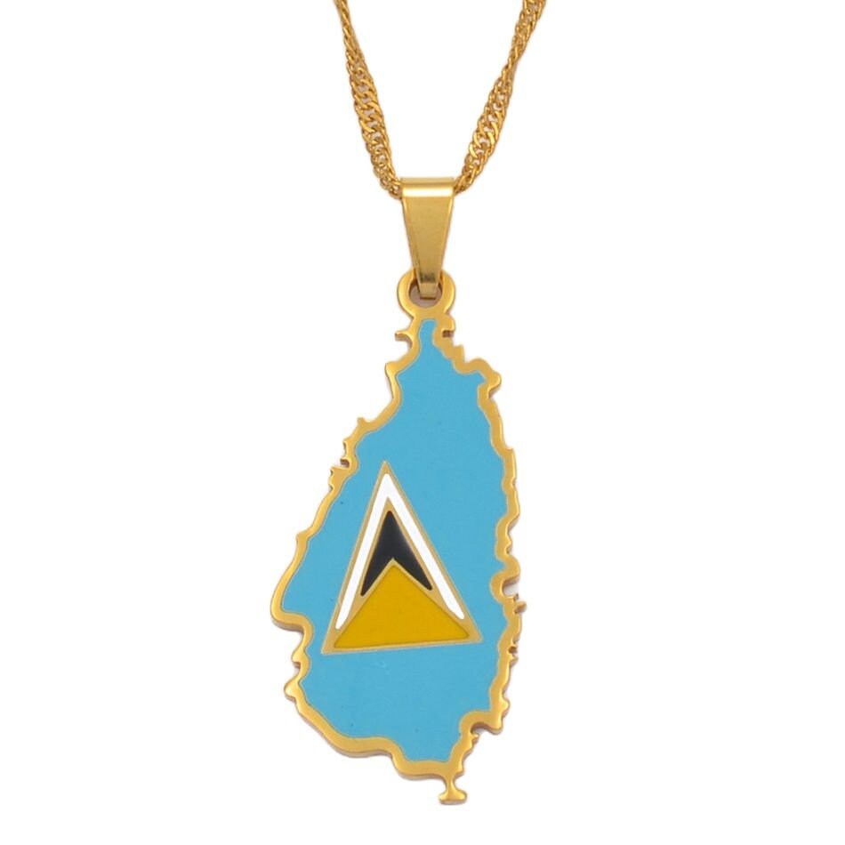 Saint Lucia Map Necklace