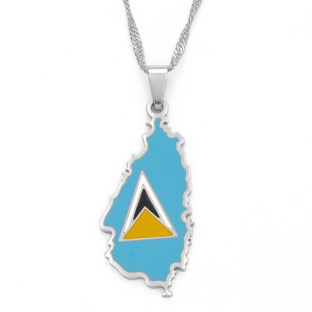 Saint Lucia Map Necklace