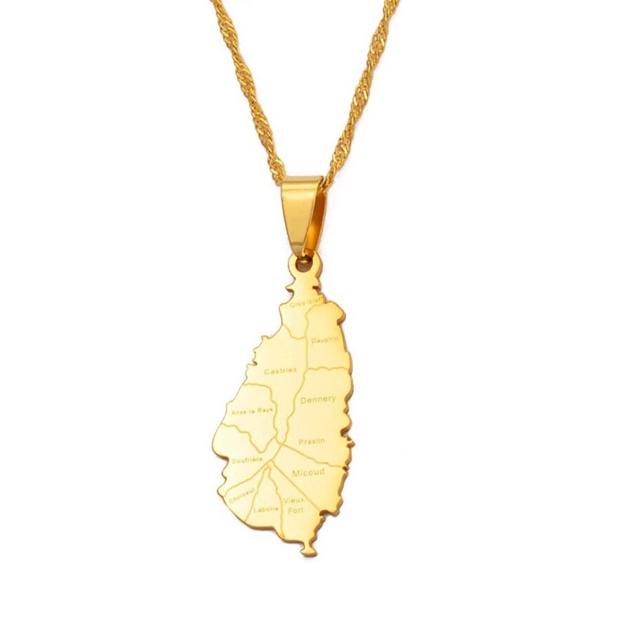 Saint Lucia Map Necklace