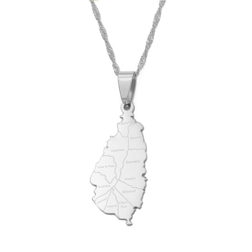 Saint Lucia Map Necklace