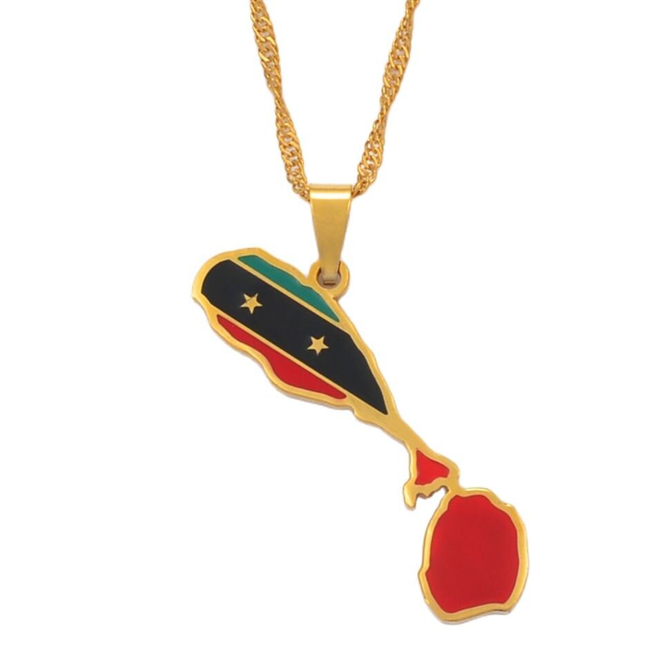 Saint Kitts and Nevis Map Necklace