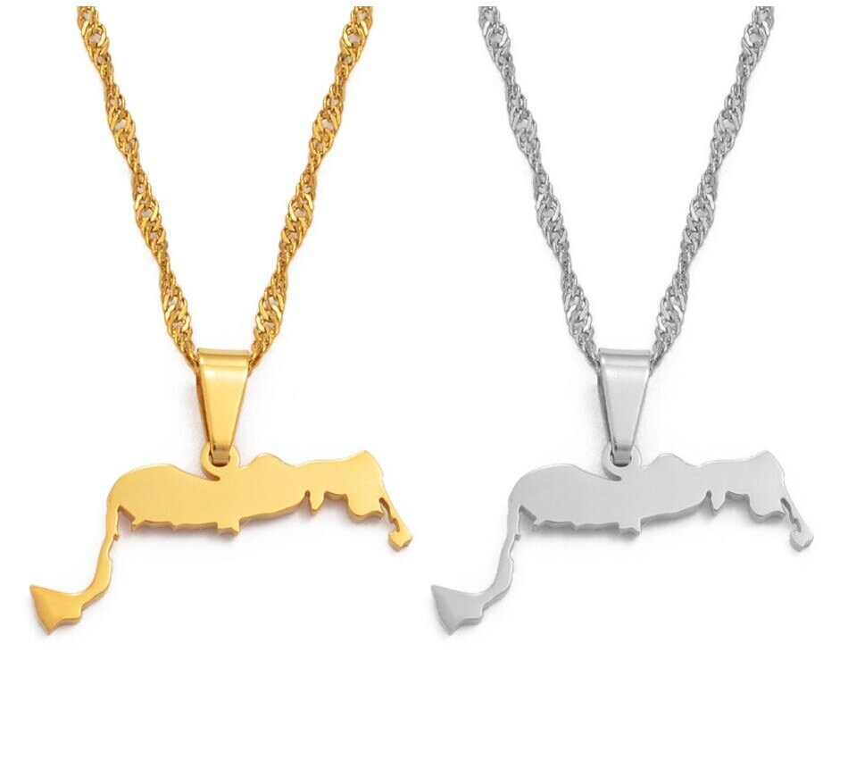 Turks and Caicos Map Necklace