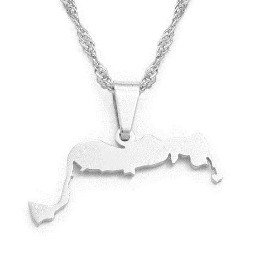 Turks and Caicos Map Necklace