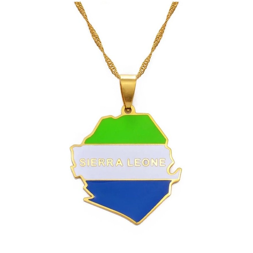 Sierra Leone Map and Flag Necklace