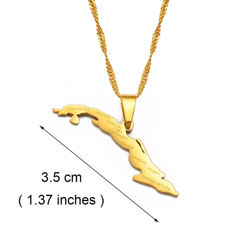 Cuba Map Necklace