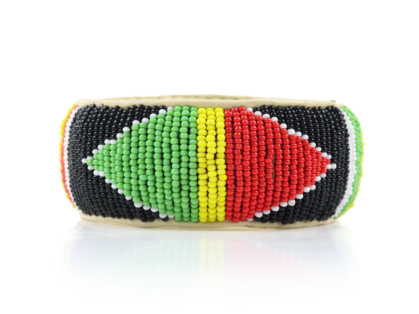 Bead and Leather Bracelets | Colorful Beaded African Style Bangle With Leather | Authentic Handmade Accessory Imported from Mali