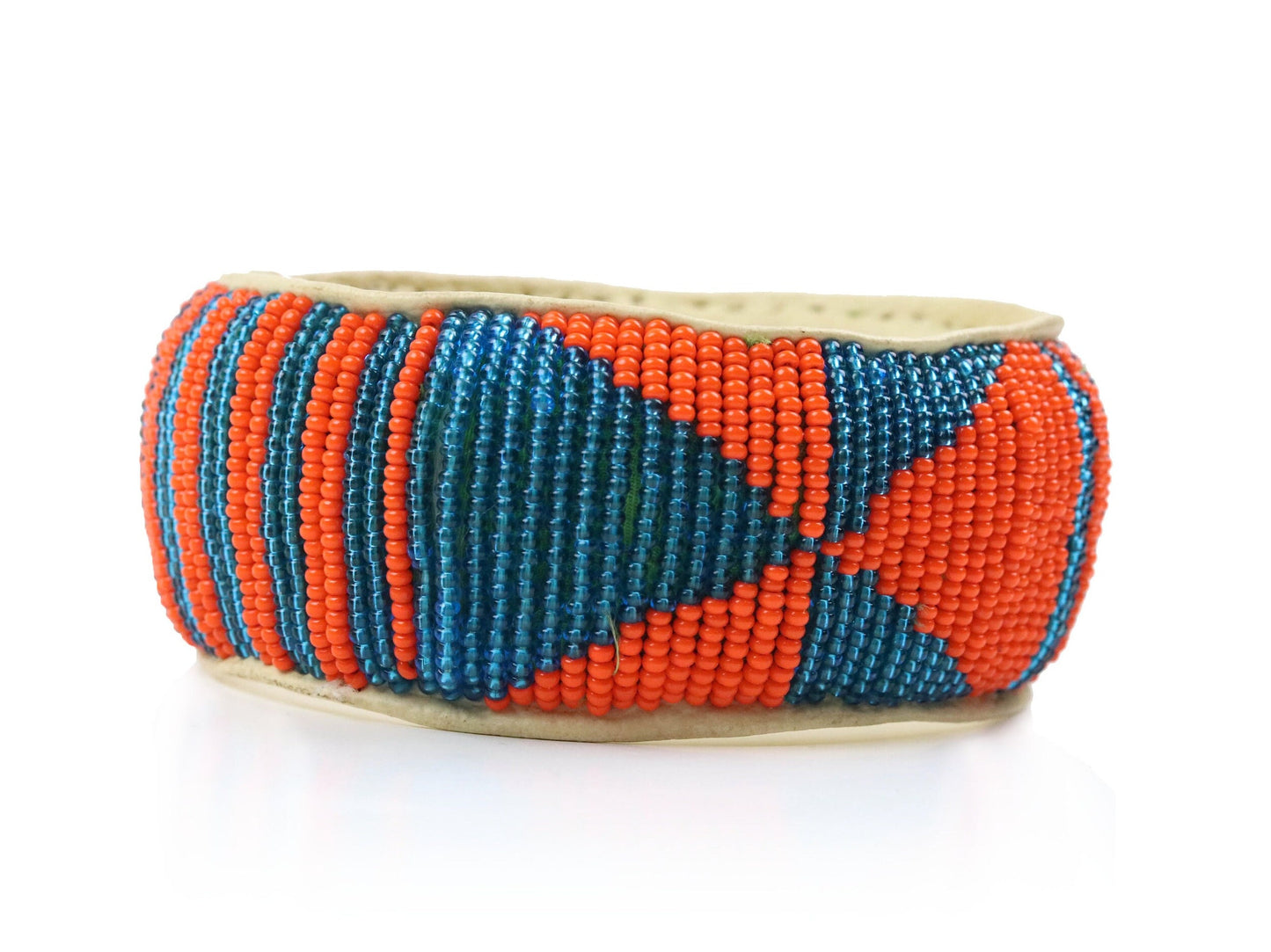 Bead and Leather Bracelets | Colorful Beaded African Style Bangle With Leather | Authentic Handmade Accessory Imported from Mali