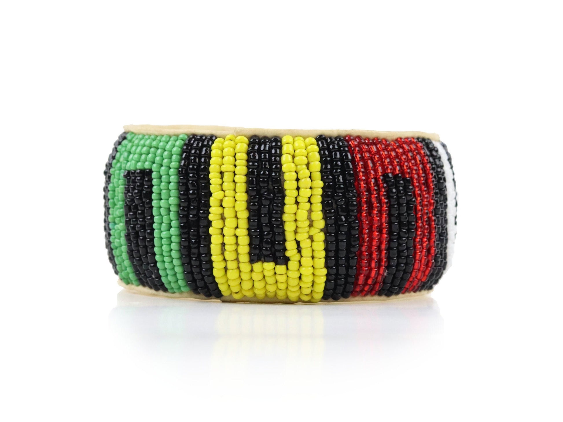 Bead and Leather Bracelets | Colorful Beaded African Style Bangle With Leather | Authentic Handmade Accessory Imported from Mali