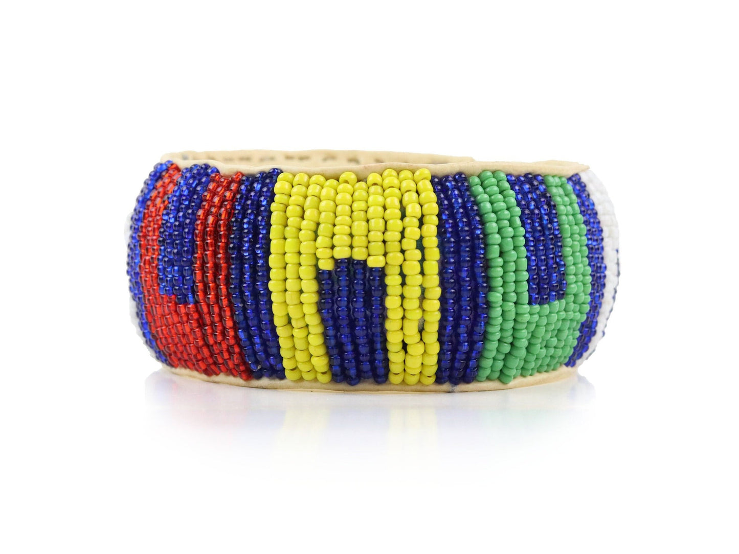 Bead and Leather Bracelets | Colorful Beaded African Style Bangle With Leather | Authentic Handmade Accessory Imported from Mali