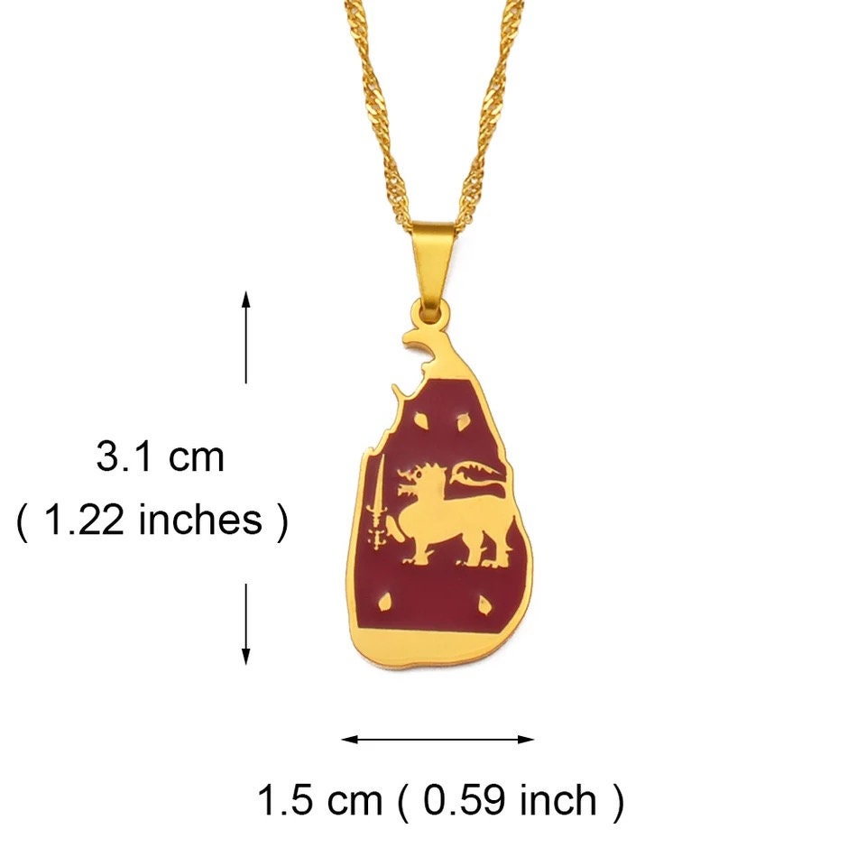 Sri Lanka Map and Flag Necklace