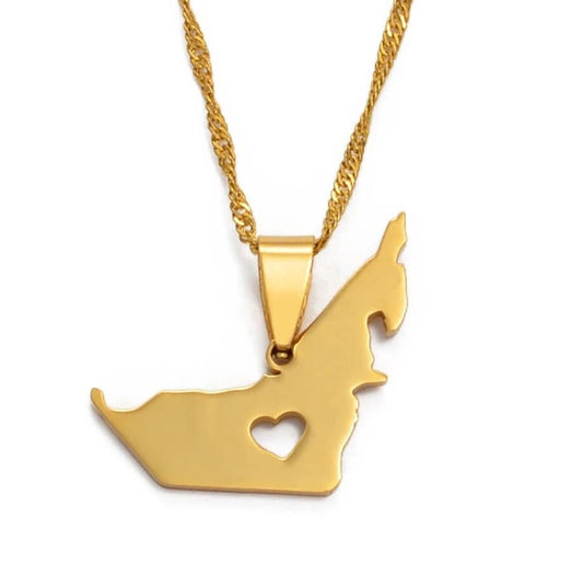 United Arab Emirates UAE Map Necklace