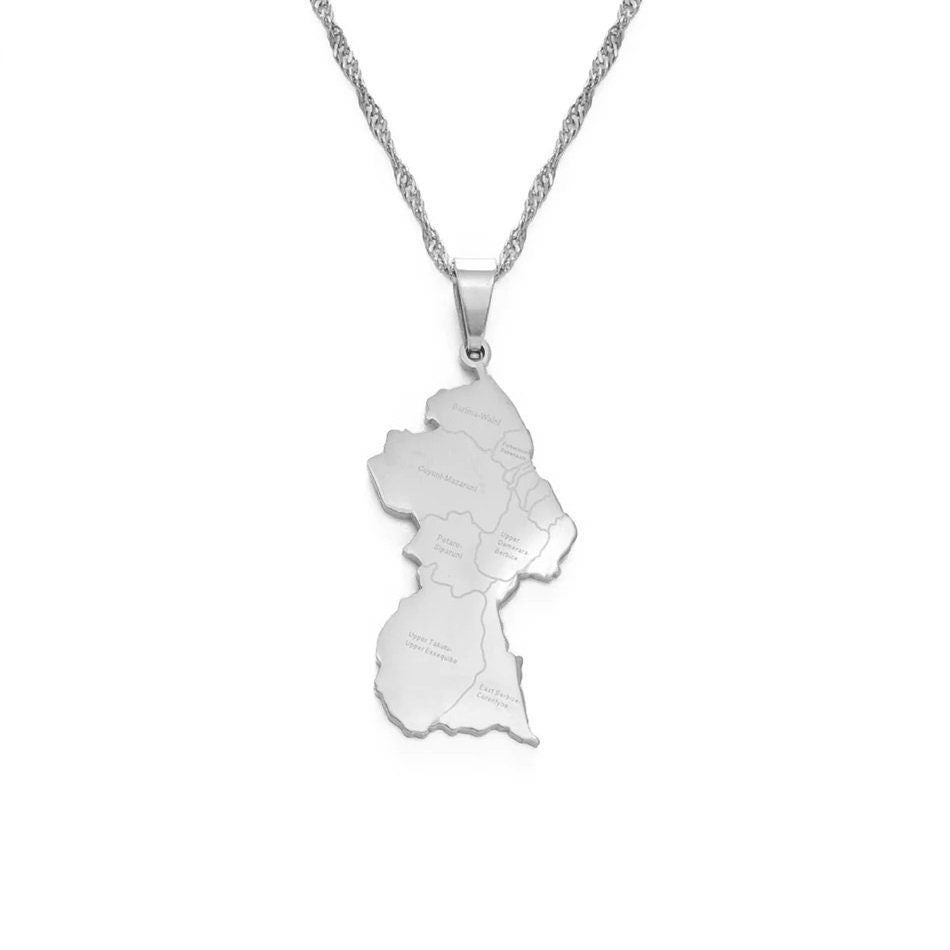 Guyana Map and Flag Necklace