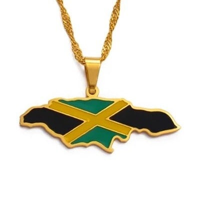 Jamaica Map and Flag Necklace