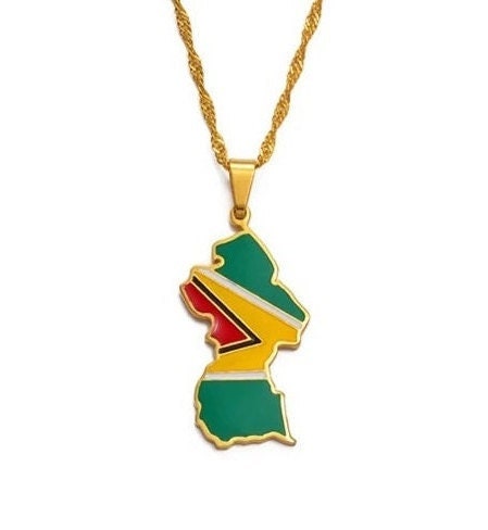 Guyana Map and Flag Necklace