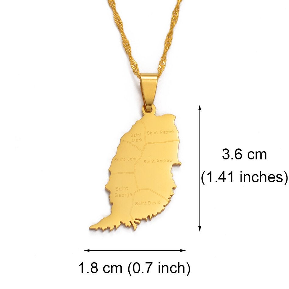 Grenada Map Necklace