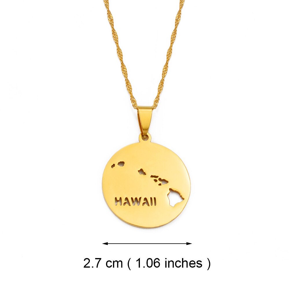 Hawaii Map Necklace