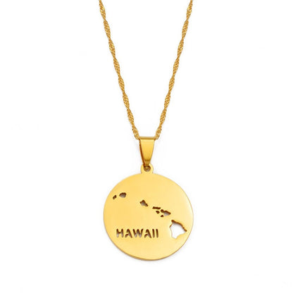 Hawaii Map Necklace