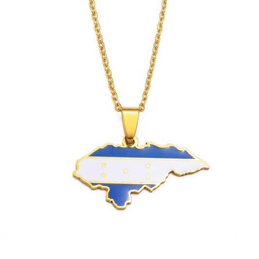 Honduras Map and Flag Necklace