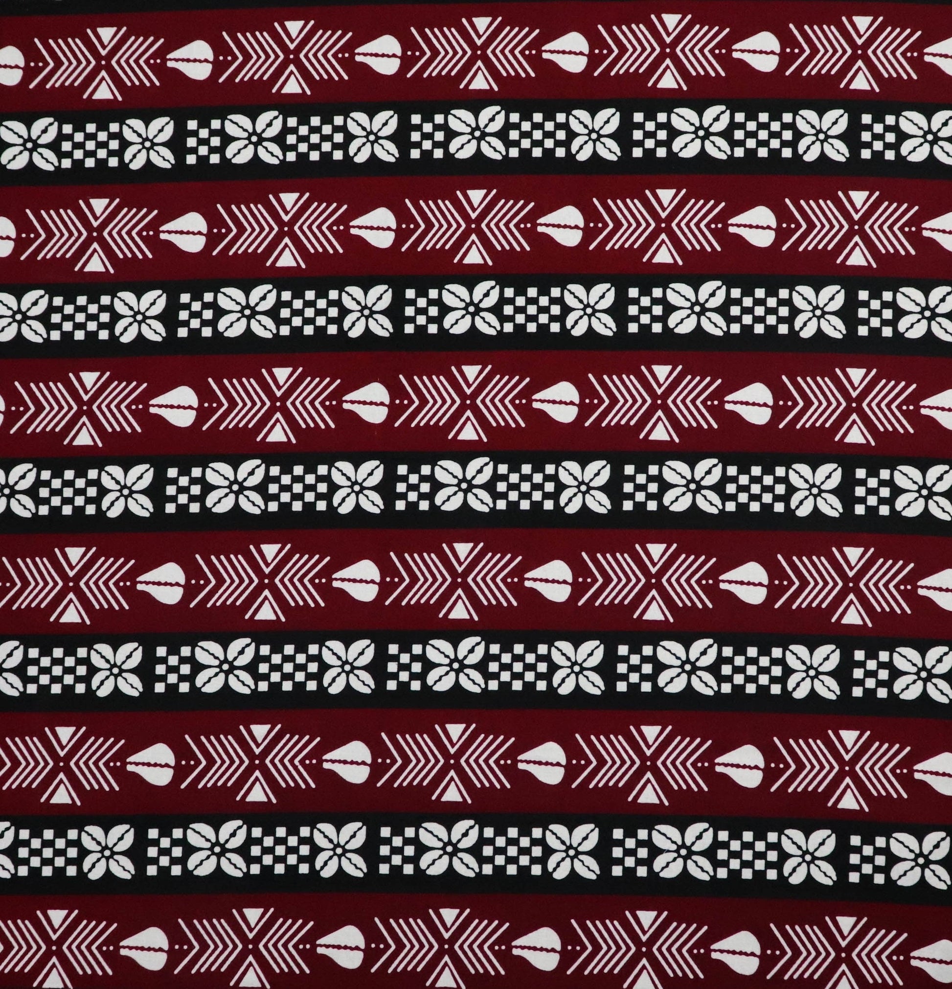 Bogolan Bandana | Red White and Black 100% Bio Cotton | Imported African Fabric with Traditional Patterns