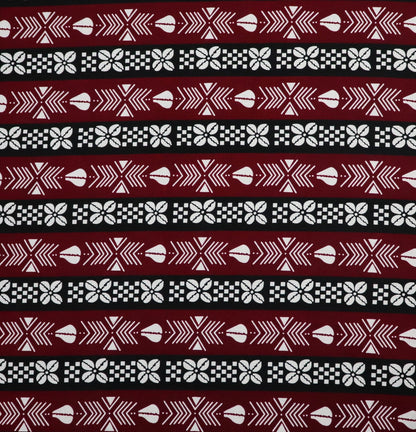 Bogolan Bandana | Red White and Black 100% Bio Cotton | Imported African Fabric with Traditional Patterns