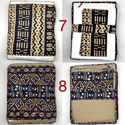 Bogolan Table Cloth Sets | Traditional Imported West African Print | Large Table Fabric with 6 Food Safe Mats, Cloth and Table Basket